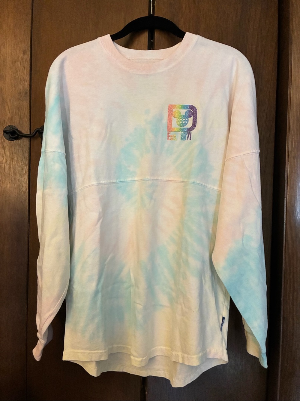 Pastel Tie-Dye Disney Spirit Jersey with Rainbow Logo